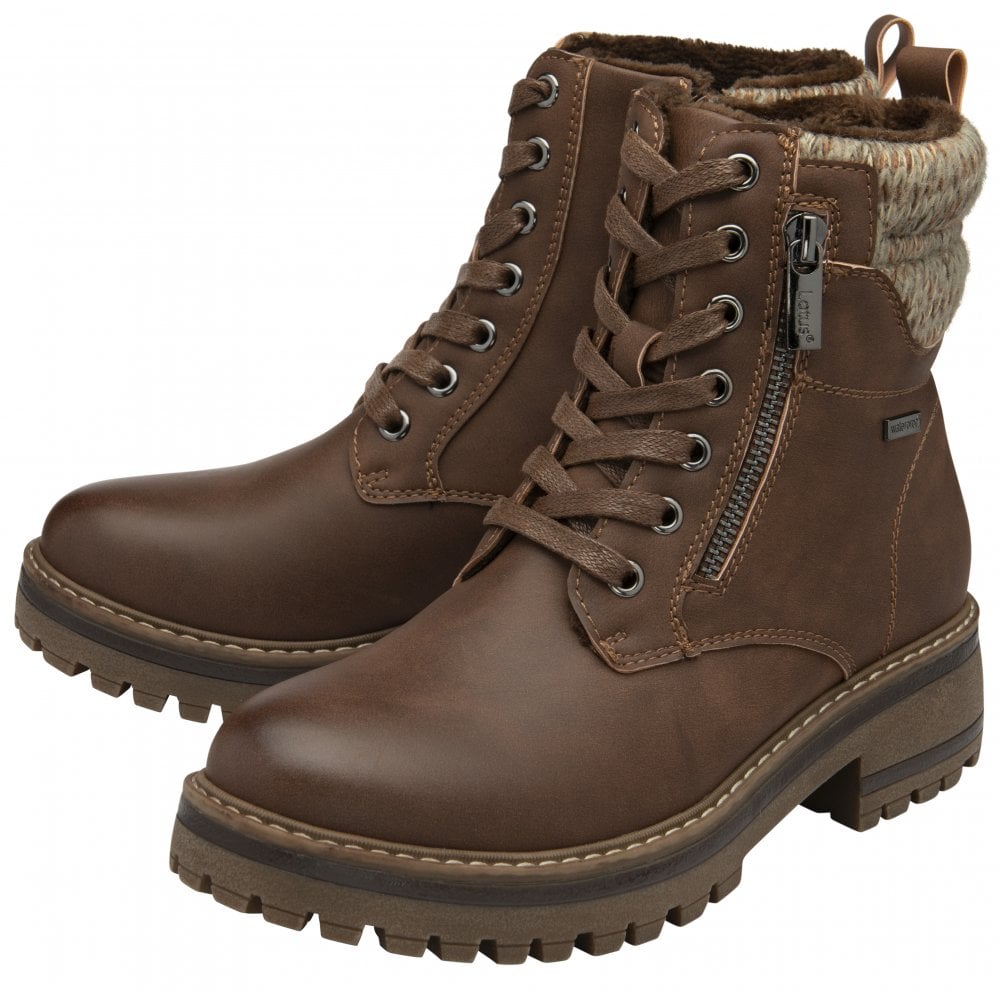 Lotus Stefani Women's Lace Up / Zip Up Ankle Boot Brown