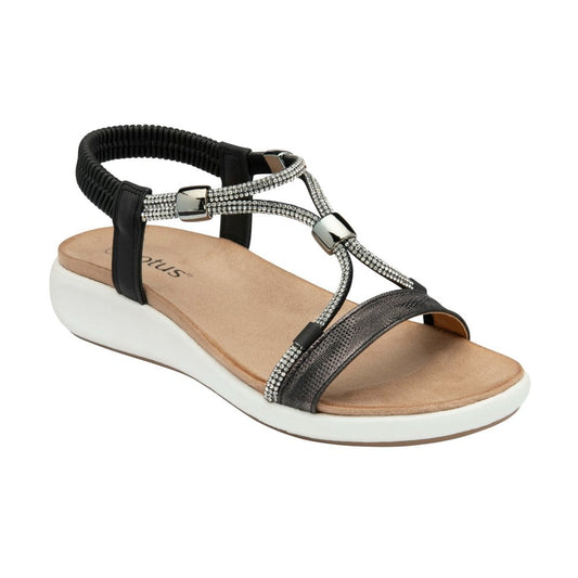 Lotus Bruna Women's Crossover Diamante Slingback Sandal Black