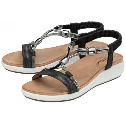 Lotus Bruna Women's Crossover Diamante Slingback Sandal Black