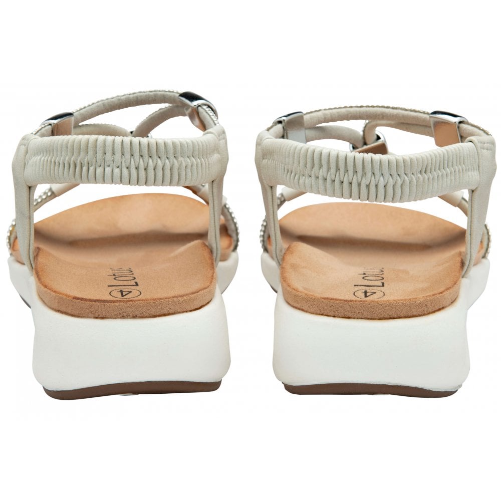 Lotus Bruna Women's Crossover Diamante Slingback Sandal White