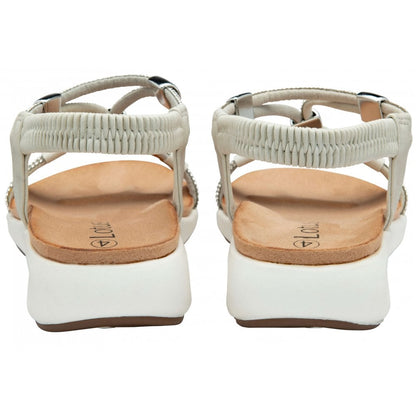 Lotus Bruna Women's Crossover Diamante Slingback Sandal White