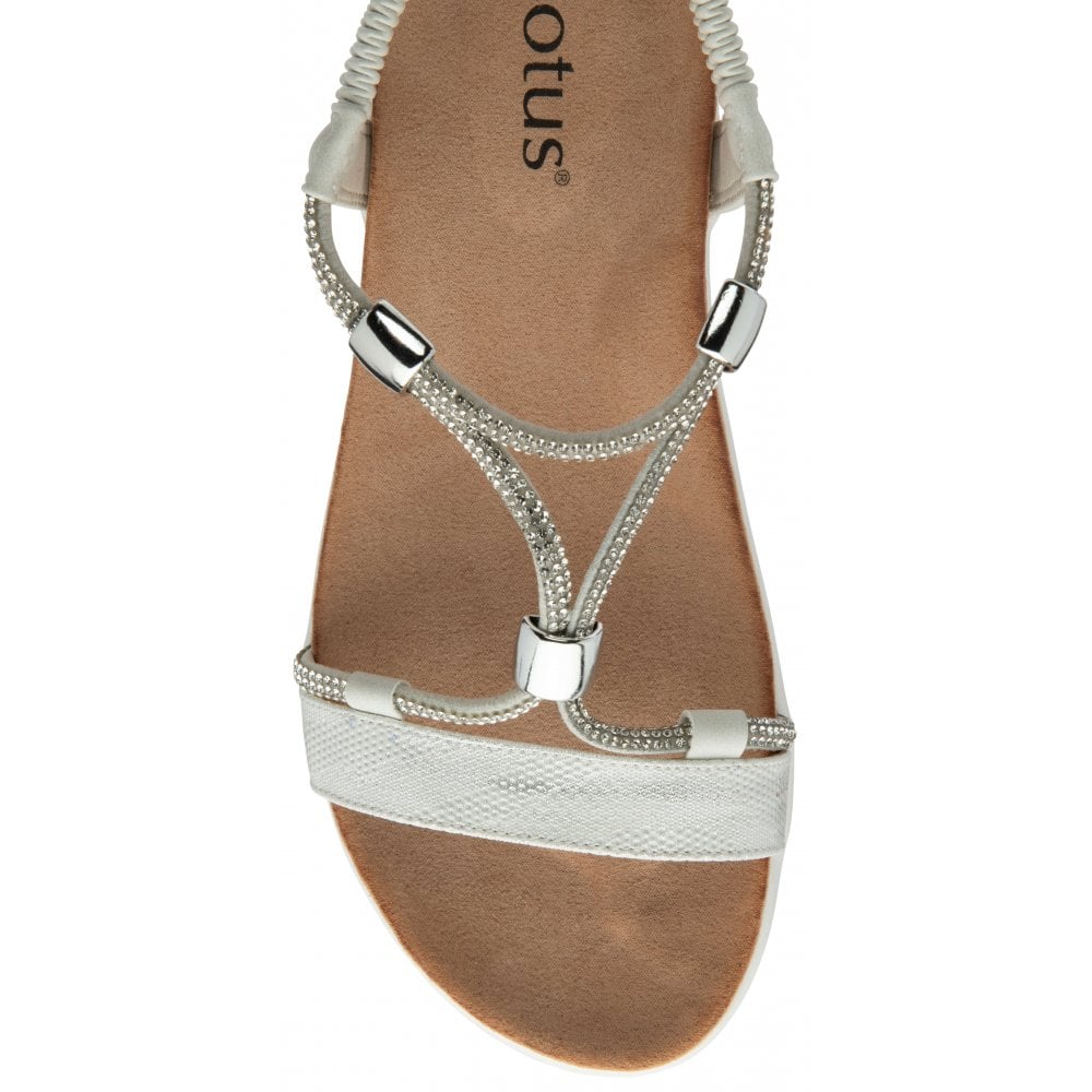 Lotus Bruna Women's Crossover Diamante Slingback Sandal White