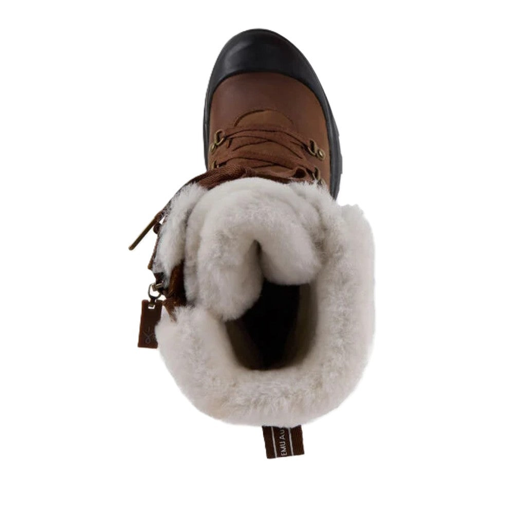 Emu Buller Women's Waterproof Sheepskin Lace & Zip Up Cosy Boot Oak