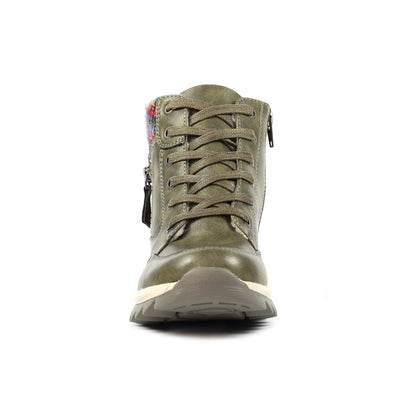 Lunar Buttermere Women's Waterproof Lace Up/Zip Ankle Boot Olive