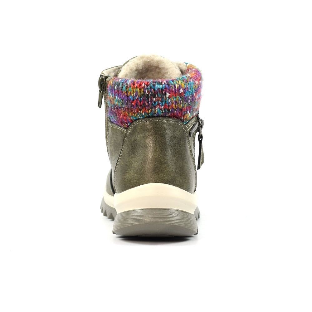 Lunar Buttermere Women's Waterproof Lace Up/Zip Ankle Boot Olive
