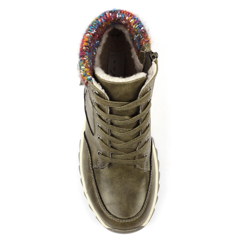 Lunar Buttermere Women's Waterproof Lace Up/Zip Ankle Boot Olive