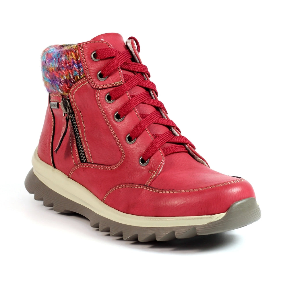 Lunar Buttermere Women's Waterproof Lace Up/Zip Ankle Boot Red