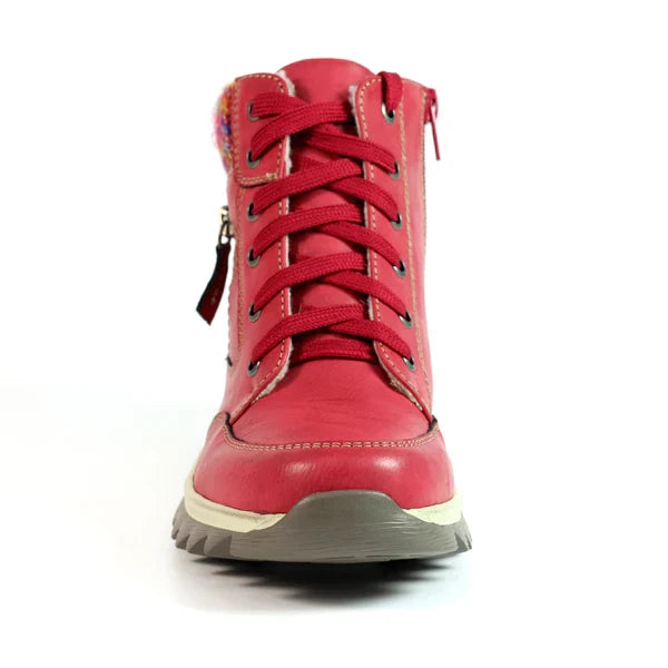 Lunar Buttermere Women's Waterproof Lace Up/Zip Ankle Boot Red