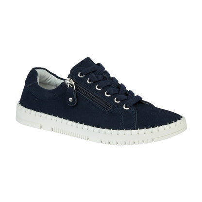 Jo & Joe Cadiz Women's Suede Casual Zip / Lace Up Shoe Navy