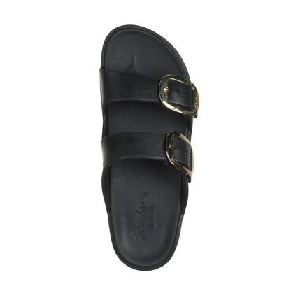 Skechers Foamies Arch Fit Cali Breeze 2.0 Gold Star Women's Twin Buckle Slip On Slider Sandal Black