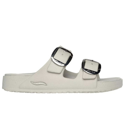 Skechers Foamies Arch Fit Cali Breeze 2.0 Gold Star Women's Twin Buckle Slip On Slider Sandal Natural