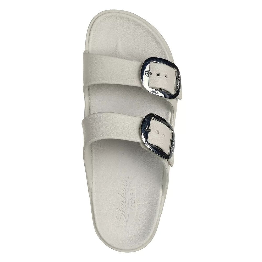 Skechers Foamies Arch Fit Cali Breeze 2.0 Gold Star Women's Twin Buckle Slip On Slider Sandal Natural