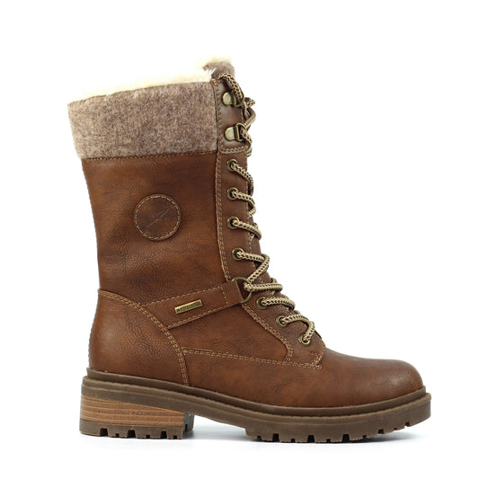Lunar Cambridge Women's Combat Style Waterproof Mid Boot Tan