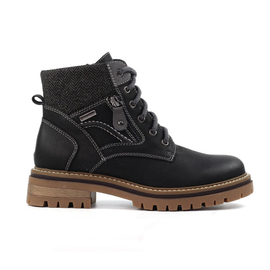 Lunar Caramel Women's Lace Up / Zip Up Waterproof Ankle Boot Black