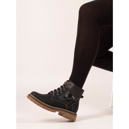 Lunar Caramel Women's Lace Up / Zip Up Waterproof Ankle Boot Black