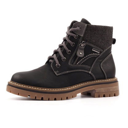 Lunar Caramel Women's Lace Up / Zip Up Waterproof Ankle Boot Black