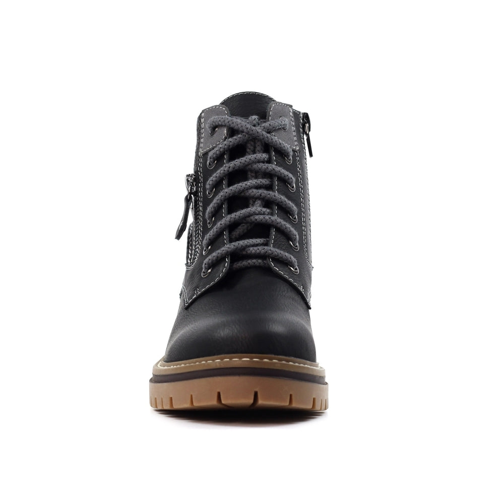 Lunar Caramel Women's Lace Up / Zip Up Waterproof Ankle Boot Black