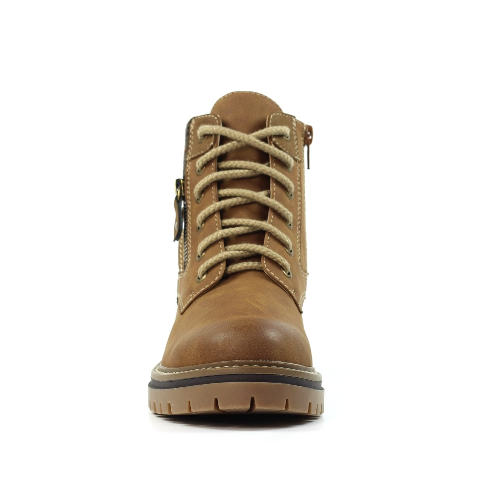 Lunar Caramel Women's Lace Up / Zip Up Waterproof Ankle Boot Tan
