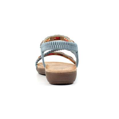 Lunar Carmen Women's Beaded Bohemian Style Sandal Blue