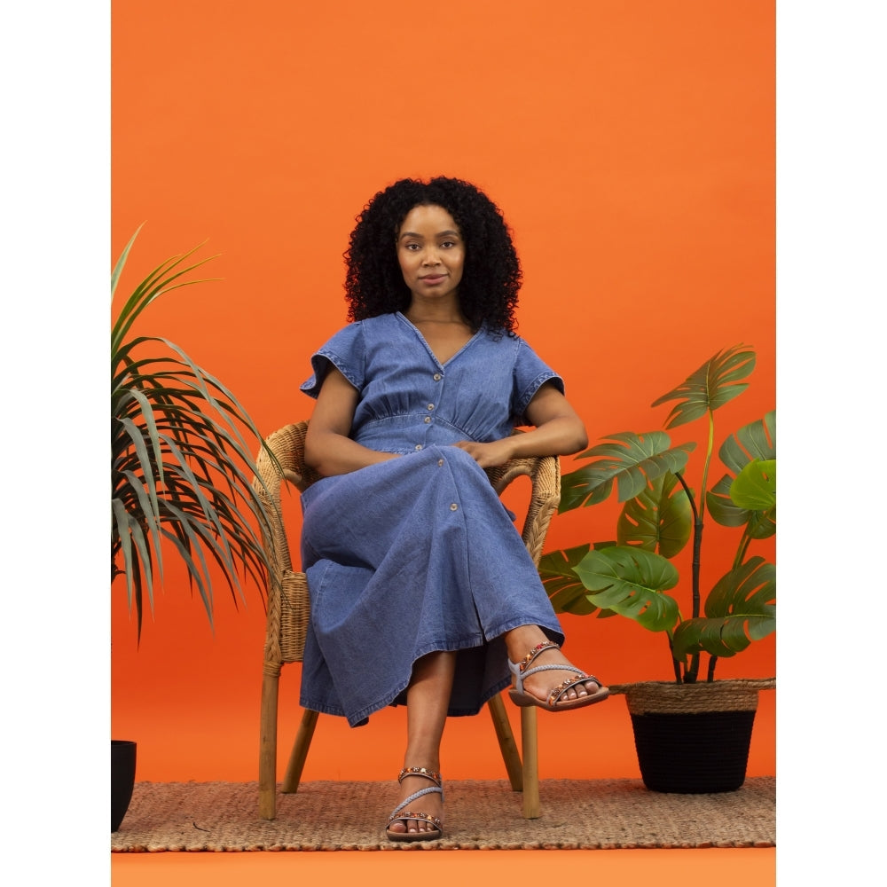 Lunar Carmen Women's Beaded Bohemian Style Sandal Blue