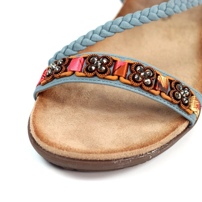 Lunar Carmen Women's Beaded Bohemian Style Sandal Blue