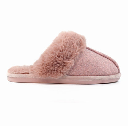 Lunar Carol Women's Fur Lined Mule Slipper Pink