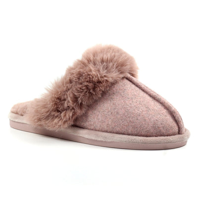 Lunar Carol Women's Fur Lined Mule Slipper Pink