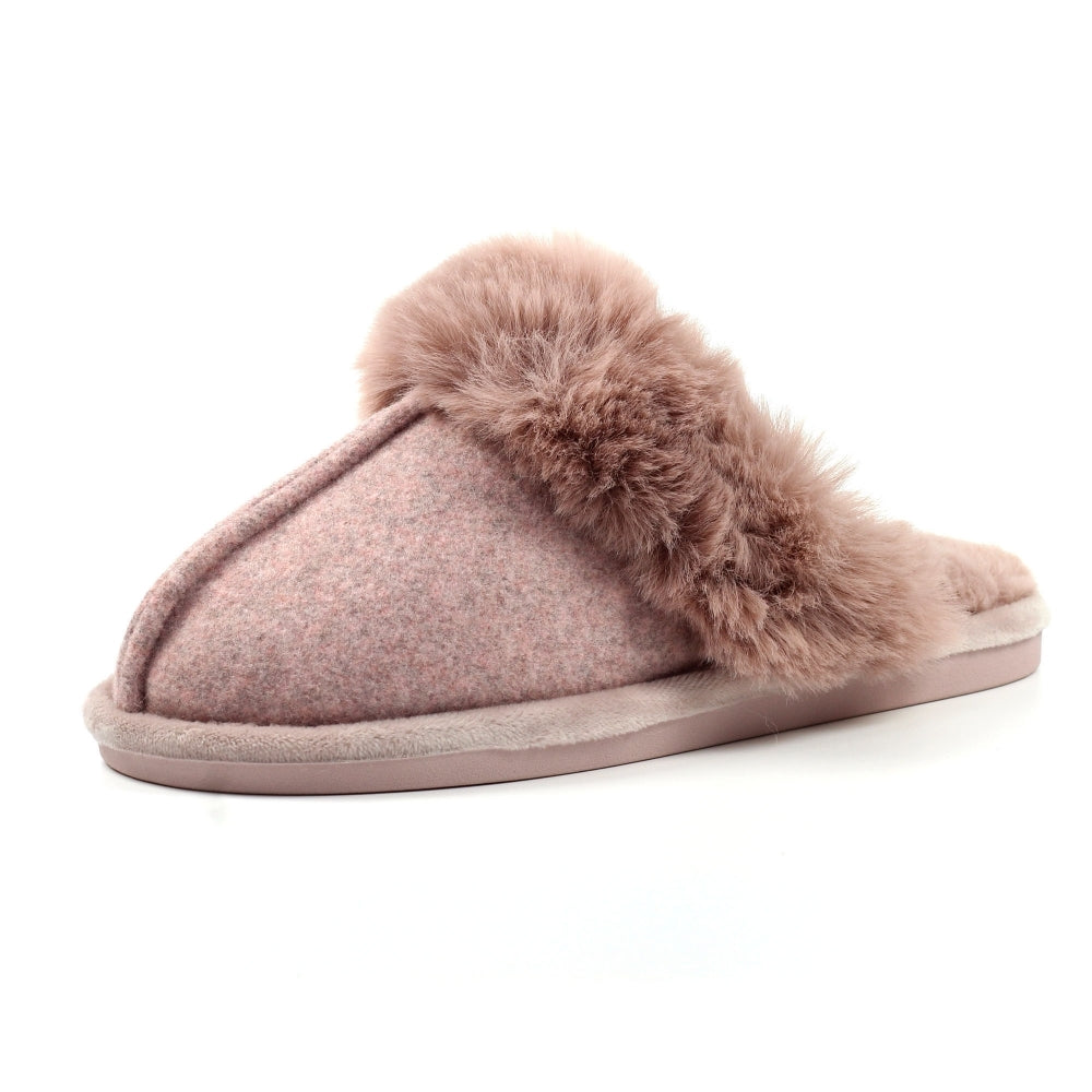 Lunar Carol Women's Fur Lined Mule Slipper Pink