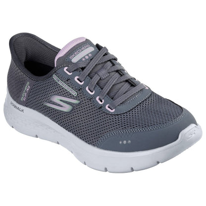 Skechers Go Walk Flex Clear Creek Women's Waterproof Slip-In Lace Up Trainers Charcoal/Lavender