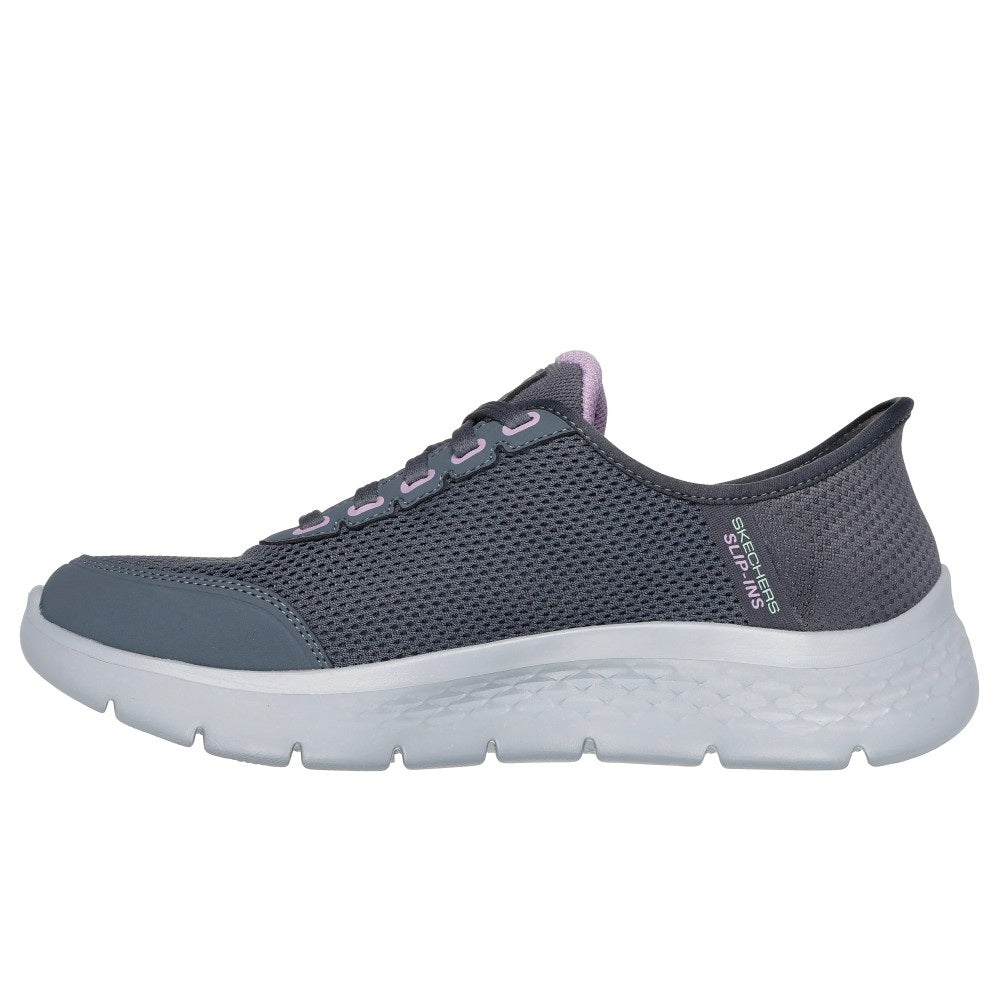 Skechers Go Walk Flex Clear Creek Women's Waterproof Slip-In Lace Up Trainers Charcoal/Lavender