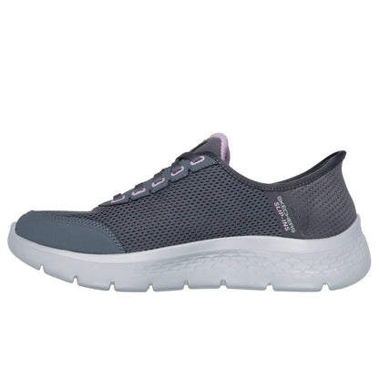Skechers Go Walk Flex Clear Creek Women's Waterproof Slip-In Lace Up Trainers Charcoal/Lavender