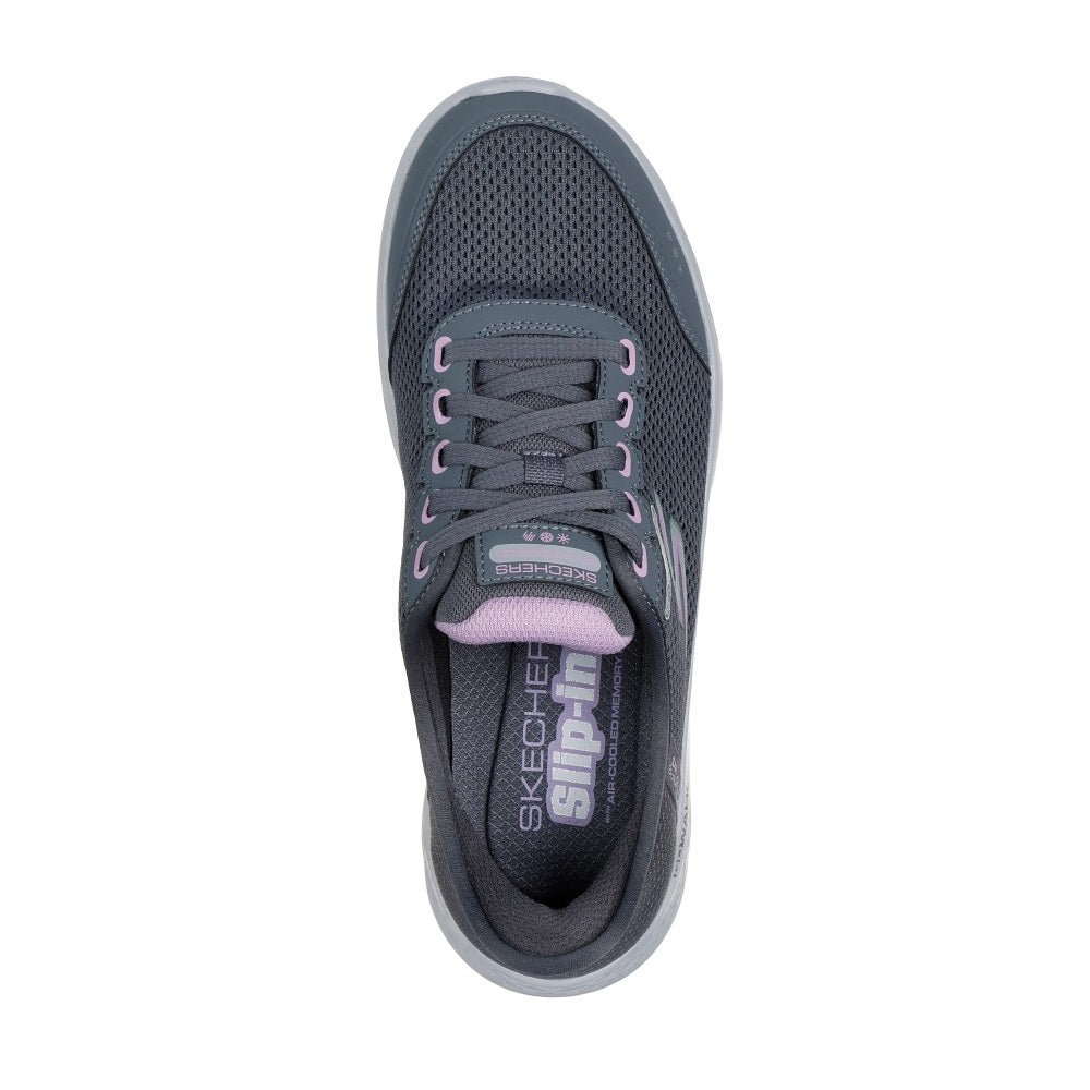 Skechers Go Walk Flex Clear Creek Women's Waterproof Slip-In Lace Up Trainers Charcoal/Lavender