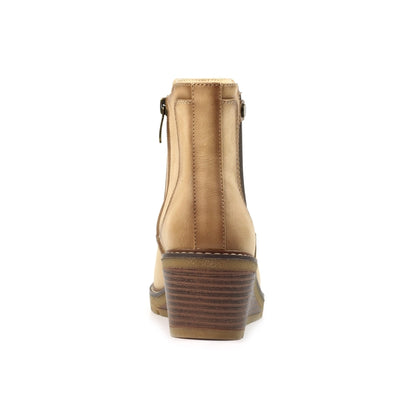 Lunar Connie Women's Zip Up Wedge Ankle Boot Beige