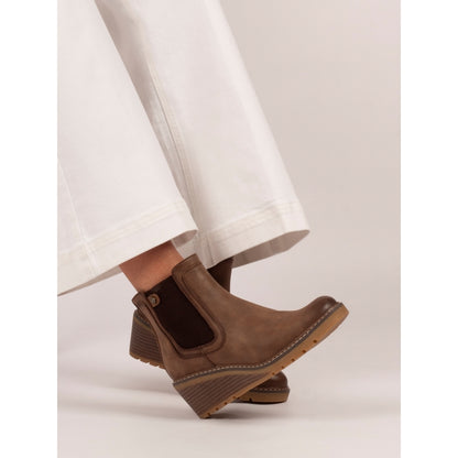 Lunar Connie Women's Zip Up Wedge Ankle Boot Brown