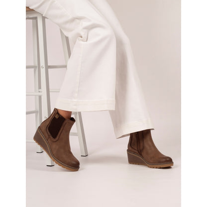 Lunar Connie Women's Zip Up Wedge Ankle Boot Brown