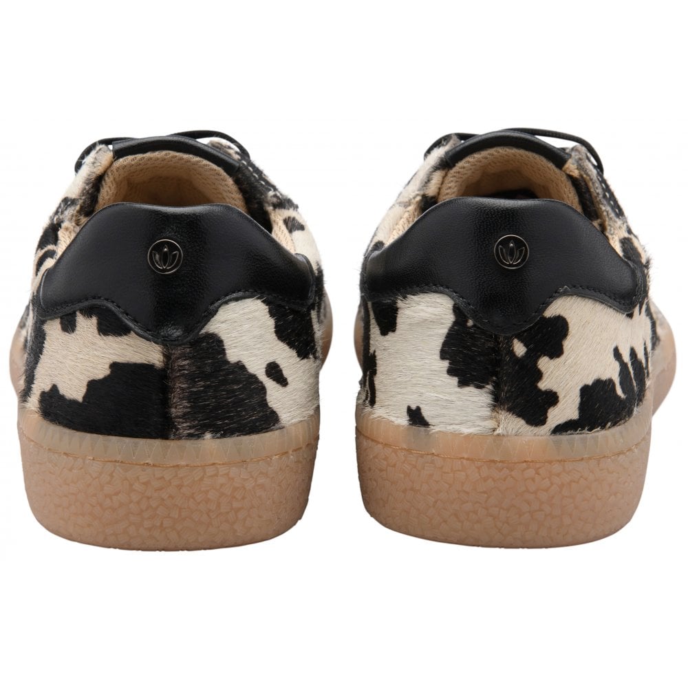 Lotus Frapporta Women's Leather Low Profile Lace Up Trainer Cow Print
