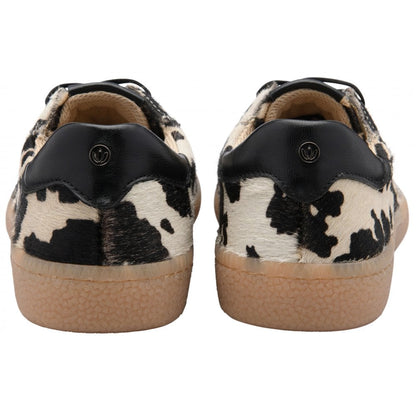 Lotus Frapporta Women's Leather Low Profile Lace Up Trainer Cow Print