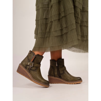 Lunar Cruz Women's Zip Up Wedge Ankle Boot Green