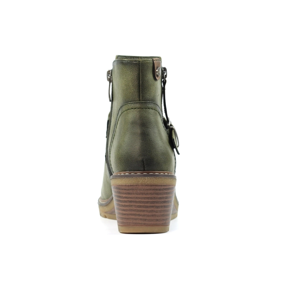 Lunar Cruz Women's Zip Up Wedge Ankle Boot Green
