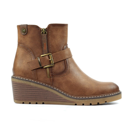Lunar Cruz Women's Zip Up Wedge Ankle Boot Tan