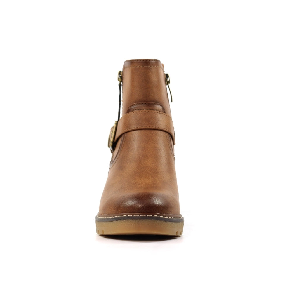 Lunar Cruz Women's Zip Up Wedge Ankle Boot Tan