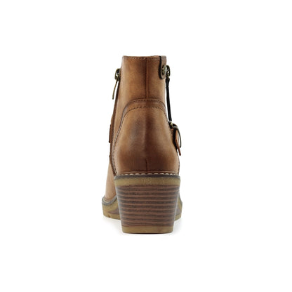 Lunar Cruz Women's Zip Up Wedge Ankle Boot Tan