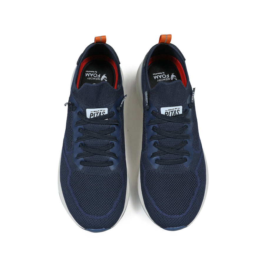 Walk In Pitas Cue Men's Memory Foam Lightweight Slip On Trainer Marino