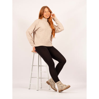 Lunar Dazzle Women's Combat Style Lace Up / Zip Up Ankle Boot Floral Beige