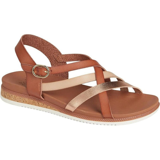 Skechers Bobs Desert Kiss Low Peak Rank Women's Ankle Strap Crossover Sandal Chestnut