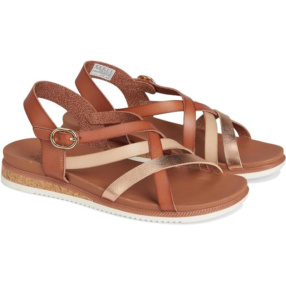 Skechers Bobs Desert Kiss Low Peak Rank Women's Ankle Strap Crossover Sandal Chestnut
