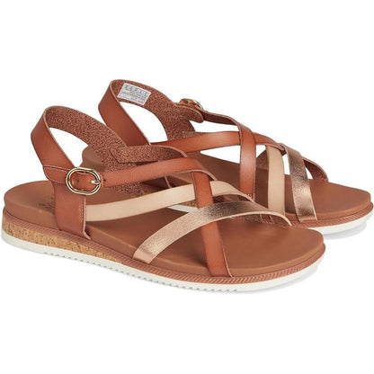 Skechers Bobs Desert Kiss Low Peak Rank Women's Ankle Strap Crossover Sandal Chestnut