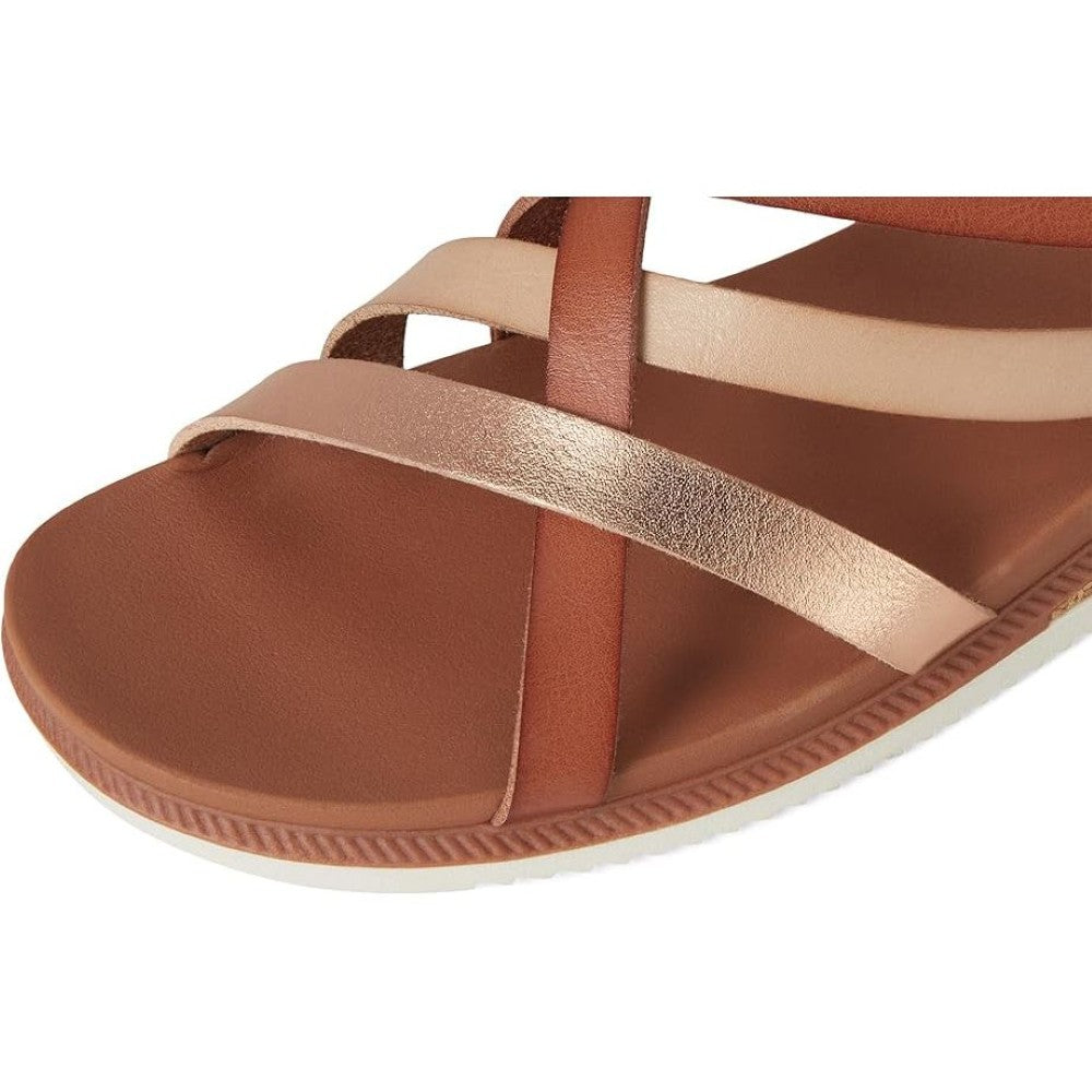 Skechers Bobs Desert Kiss Low Peak Rank Women's Ankle Strap Crossover Sandal Chestnut