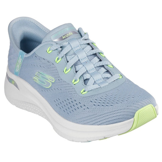 Skechers Arch Fit 2.0 Easy Chic Women's Slip-In Lace Up Trainer Blue/Lime