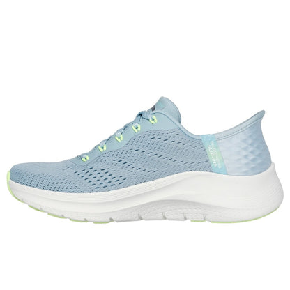 Skechers Arch Fit 2.0 Easy Chic Women's Slip-In Lace Up Trainer Blue/Lime